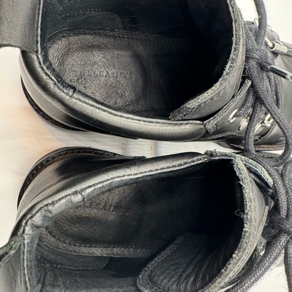 All Saints Shoes Black Yarrow Calf Leather Lug Sole Chunky Moto Boots 9.5 (40) - Picture 6 of 9